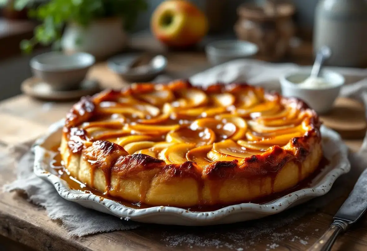 Pommes dorées, caramel brun et pâte maison : la tarte Tatin de Julie Andrieu va vous faire oublier la vôtre pour toujours